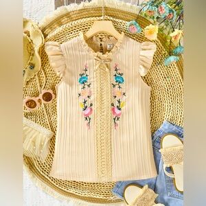 Girls Size Medium Ruffle Sleeve Top